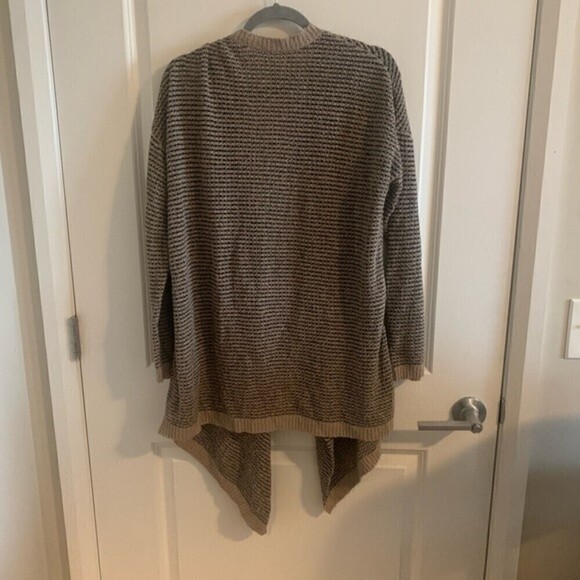 EILEEN Fisher Classic Boucle Stripe Cardi, Taupe/Black Stripe ,Size Medi… - Picture 8 of 8